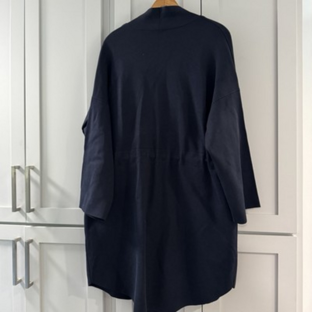 Chicos Womens Travelers Sweater Dark Navy Blue Heavy Open Front Cardigan Sz 2 Lg - Picture 3 of 7